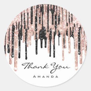 Thank You Sweet 16th Bridal Shower Rose Drips Classic Round Sticker