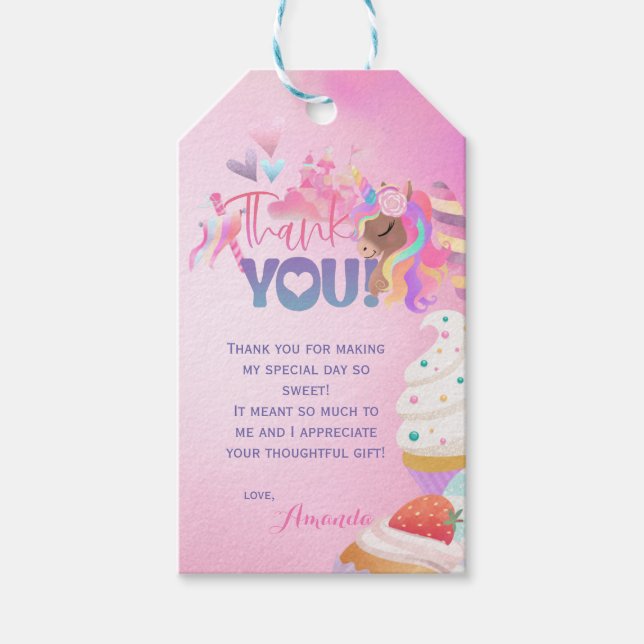 Thank you Sweet Birthday Gift Tags (Front)