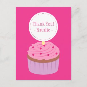 Thank You, Sweet Cupcake, Pink Postcard