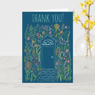 THANK YOU Sweet Garden Door Colourful Doodle Card