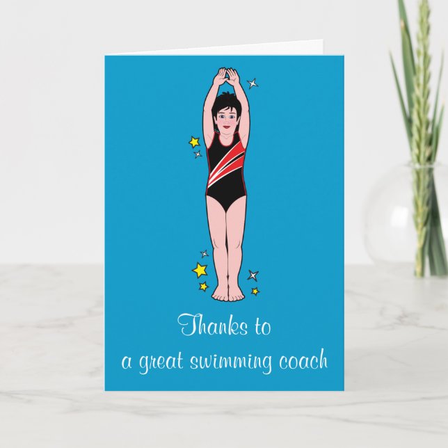 Thank You: Swimming Coach Thank You Card (Front)