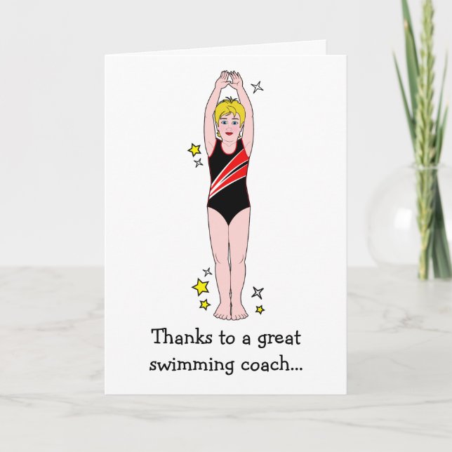 Thank You: Swimming Coach Thank You Card (Front)