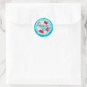Thank you Swimming pool party Water ripple Custom Classic Round Sticker