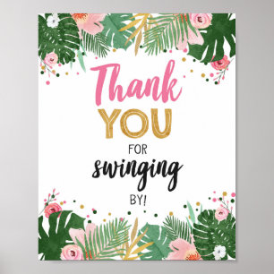 Thank You Swinging By Tropical Safari Birthday Poster