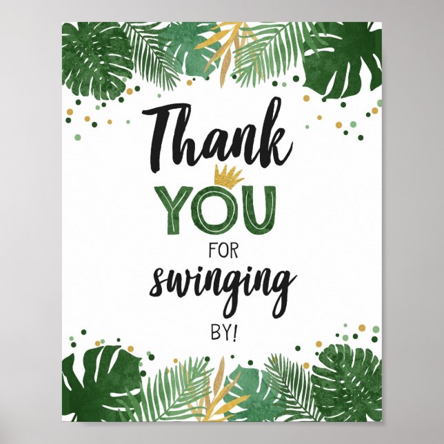 Thank You Swinging By Tropical Safari Birthday Poster (Front)