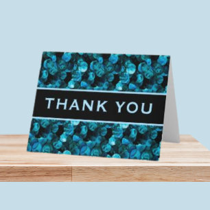 Thank You Swirls Blue Aqua Teal and Black  Card