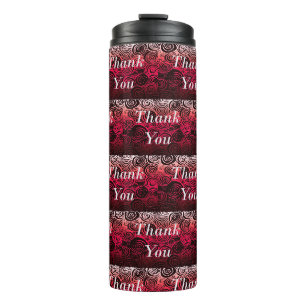 Thank You Swirls Red Thermal Tumbler