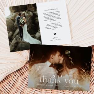 Thank You Swirly Font Horizontal Photo Wedding Card