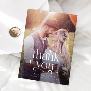 Thank You Swirly Overlay Text Wedding  Card