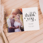 Thank You Swirly Text Wedding<br><div class="desc">Whimsical and simple wedding thank you card featuring a text that says "thank you" in a swirly font with stars.</div>