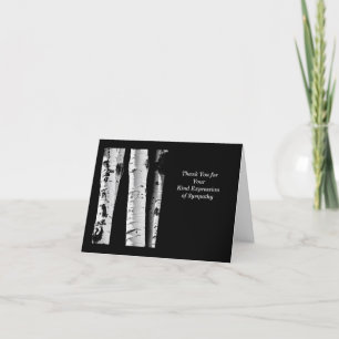 Thank You Sympathy Aspen Black White Note Card