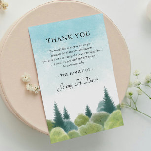 Thank You Sympathy Bereavement Watercolor Woodland Card