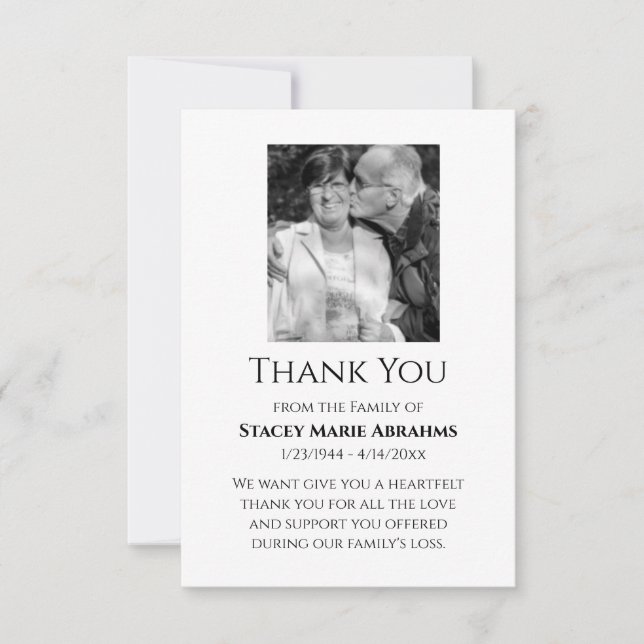 Thank You, Sympathy Card, Loss You Card (Front)