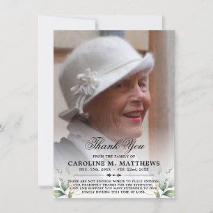 Thank You Sympathy Funeral Memorial PHOTO Card