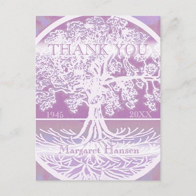 Thank You | Sympathy | Tree of Life Pink Postcard (Front)