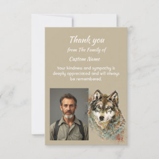 Thank You Sympathy Watercolor Wolf Art Card
