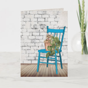 Thank You Tabby Cat in Potted Plant Card