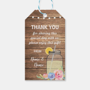 Thank you Tag Favour Mason Jar Floral Wedding
