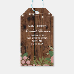 Thank you Tag Floral Favour Wood Bridal Shower