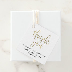 Thank You Tag Lovely Calligraphy Faux Gold LCG