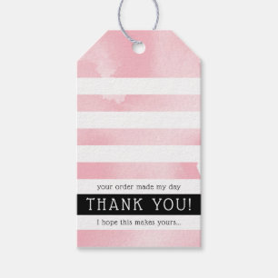 THANK YOU TAG modern stripe blush pink watercolor
