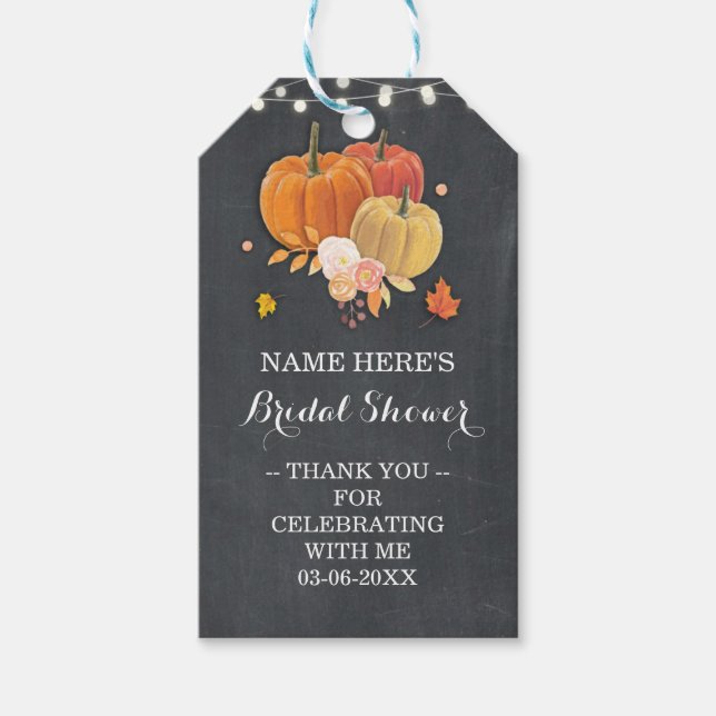 Thank you Tag Rustic Chalk Pumpkin Bridal Shower (Front)