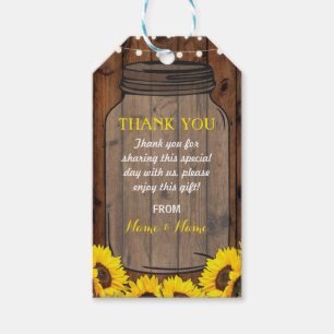 Thank you Tag Sunflower Favour Jar Wood Wedding