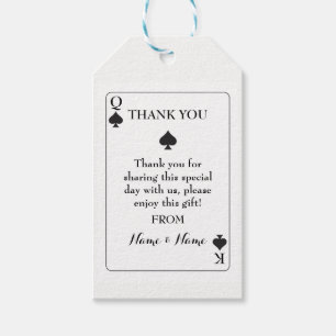 Thank you Tag Wedding Playing Cards Spades K Q Ace