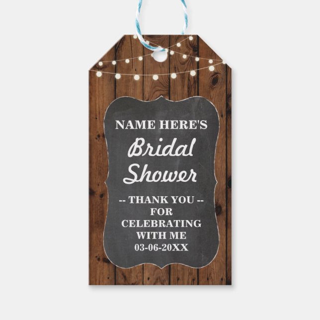 Thank you Tag Wood Chalk Rustic Bridal Shower (Front)