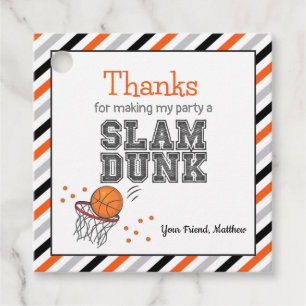 Thank You Tags Basketball Birthday Favour Tags