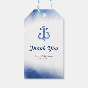 Thank you tags Blue Nautical Watercolor