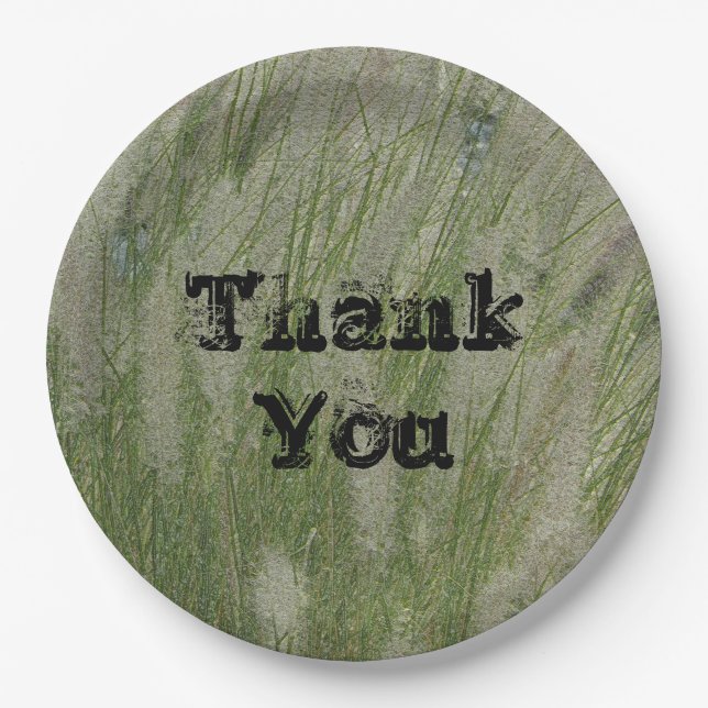 Thank You Tall Desert Grass Appreciation Paper Plate (Front)