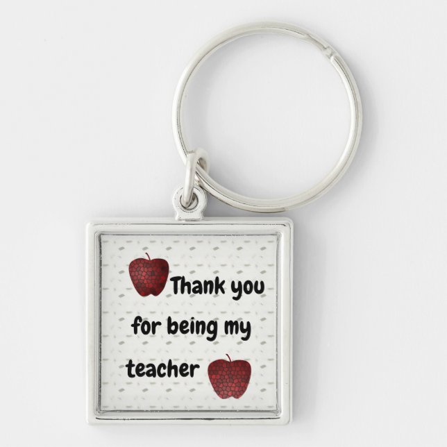 Thank You Teacher Apple Classroom Appreciation Key Ring (Front)