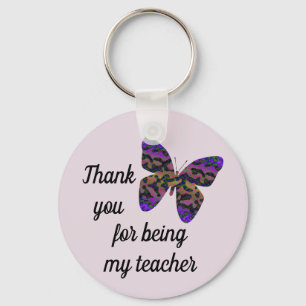 Thank You Teacher Appreciation Colourful Butterfly Key Ring