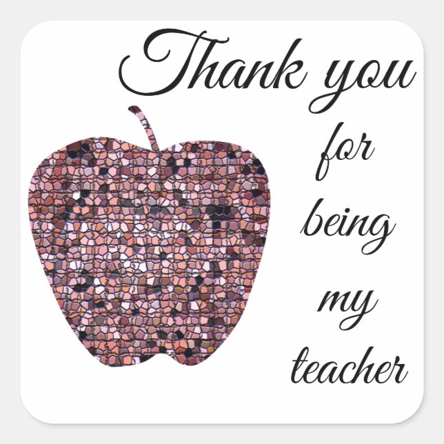 Thank You Teacher Appreciation Mosaic Red Apple Square Sticker (Front)