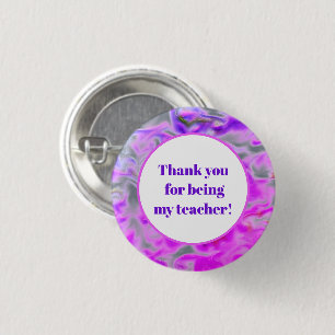 Thank You Teacher Appreciation Pink Purple Tie-Dye 3 Cm Round Badge