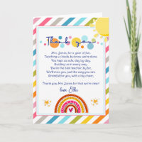 thank you teacher Appreciation rainbow cloud poem