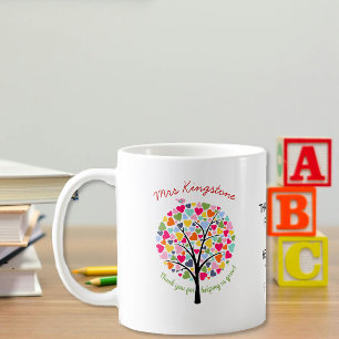 Thank you teacher appreciation rainbow heart tree coffee mug