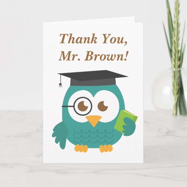 Thank You, Teacher Appreciation, Teacher Owl You Card (Front)