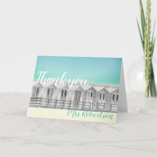 Thank you teacher beach hut seaside card