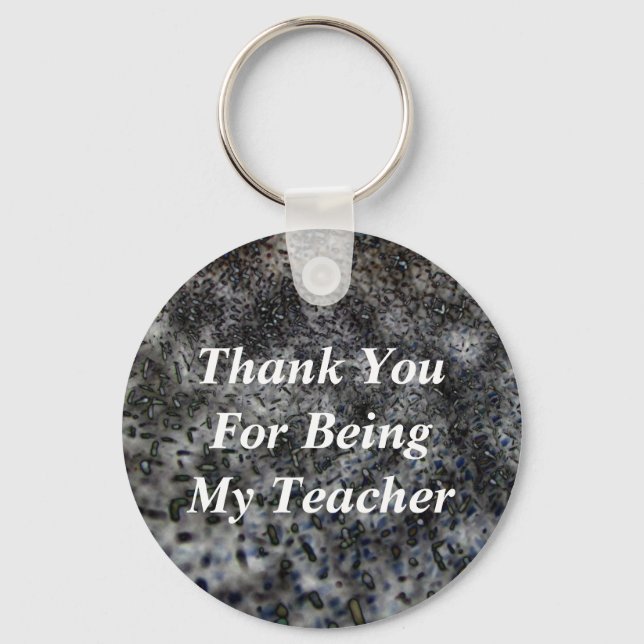 Thank You Teacher Black White Abstract Pattern Key Ring (Front)