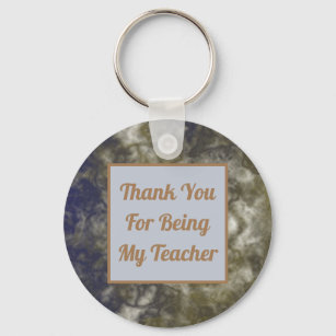 Thank You Teacher Blue Gold Abstract Appreciation Key Ring