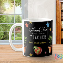 Thank You Teacher Chalkboard Apple Personalised