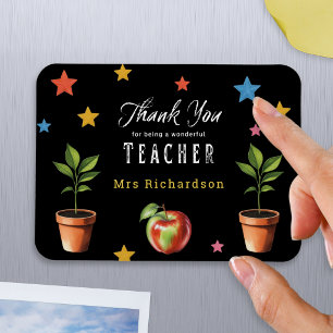 Thank You Teacher Chalkboard Apple Personalised Magnet