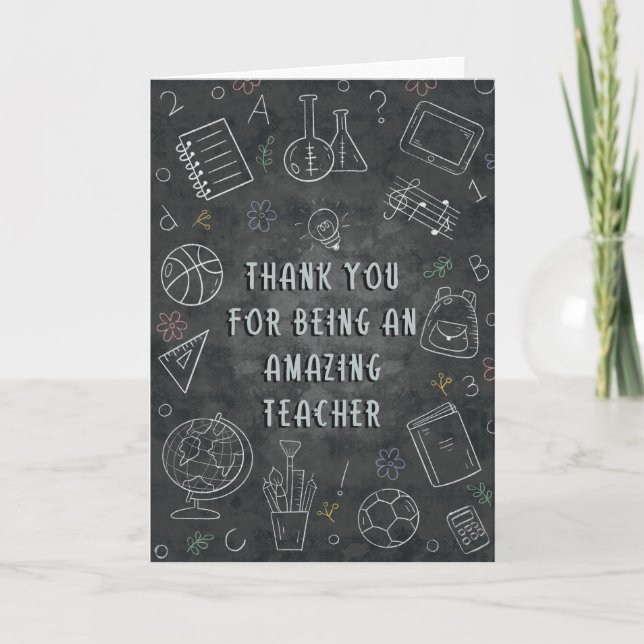 Thank You Teacher Chalkboard Card (Front)