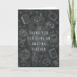 Thank You Teacher Chalkboard Card