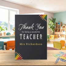 Thank You Teacher Chalkboard Pencils Personalised