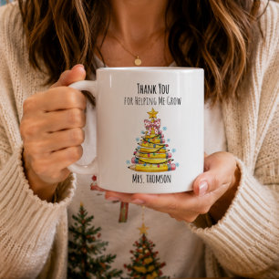 Thank You Teacher Christmas Tree Pencil Coffee Mug