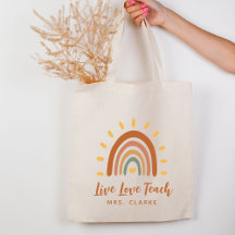 Thank You Teacher Custom Name Boho Rainbow Sun