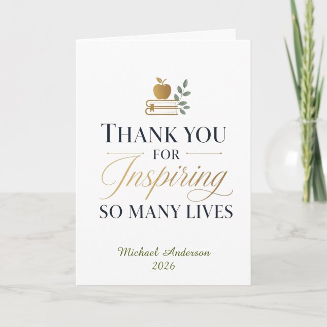 Thank You Teacher Custom Name Card (Front)